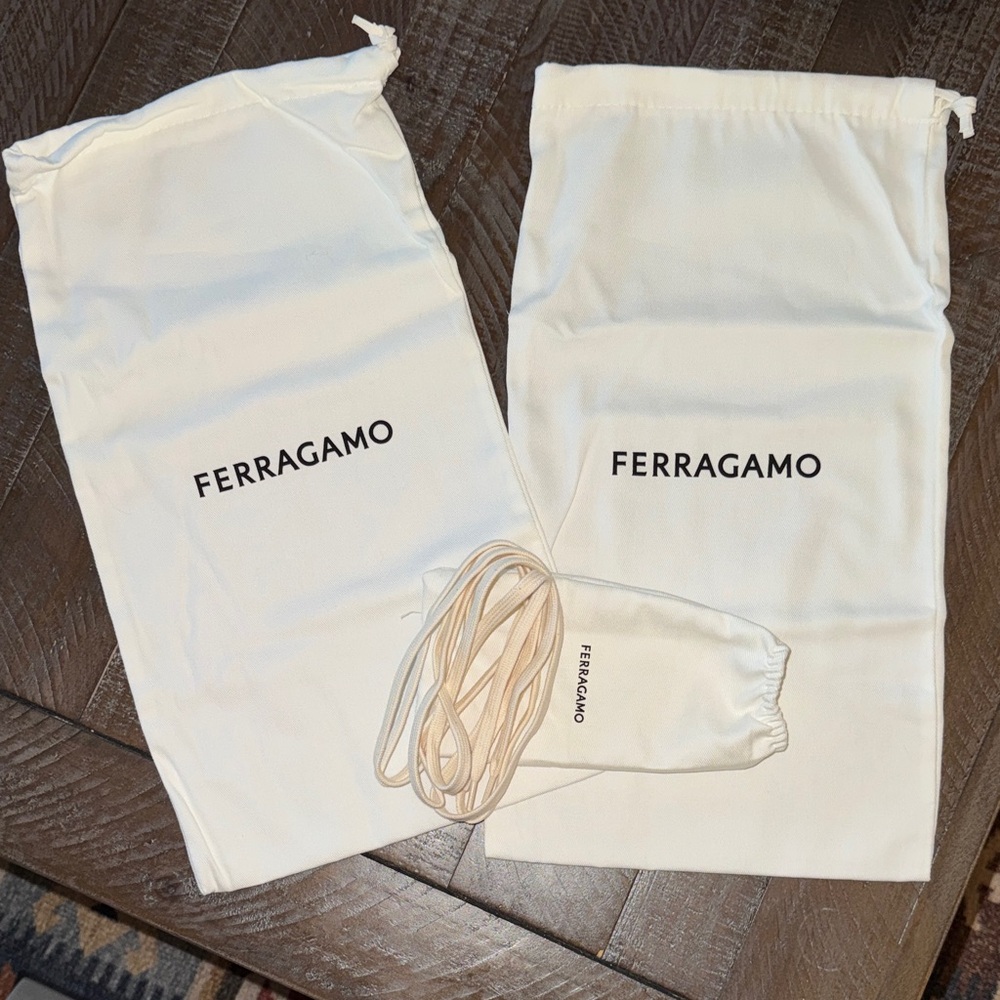 Salvatore Ferragamo Cream Dust Bags with Laces